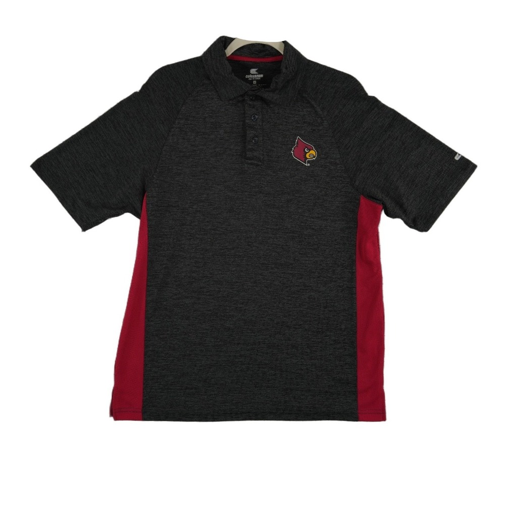 Colosseum Polo Shirt Men's Size Medium Gray Red Colorblock Louisville Cardinals‎